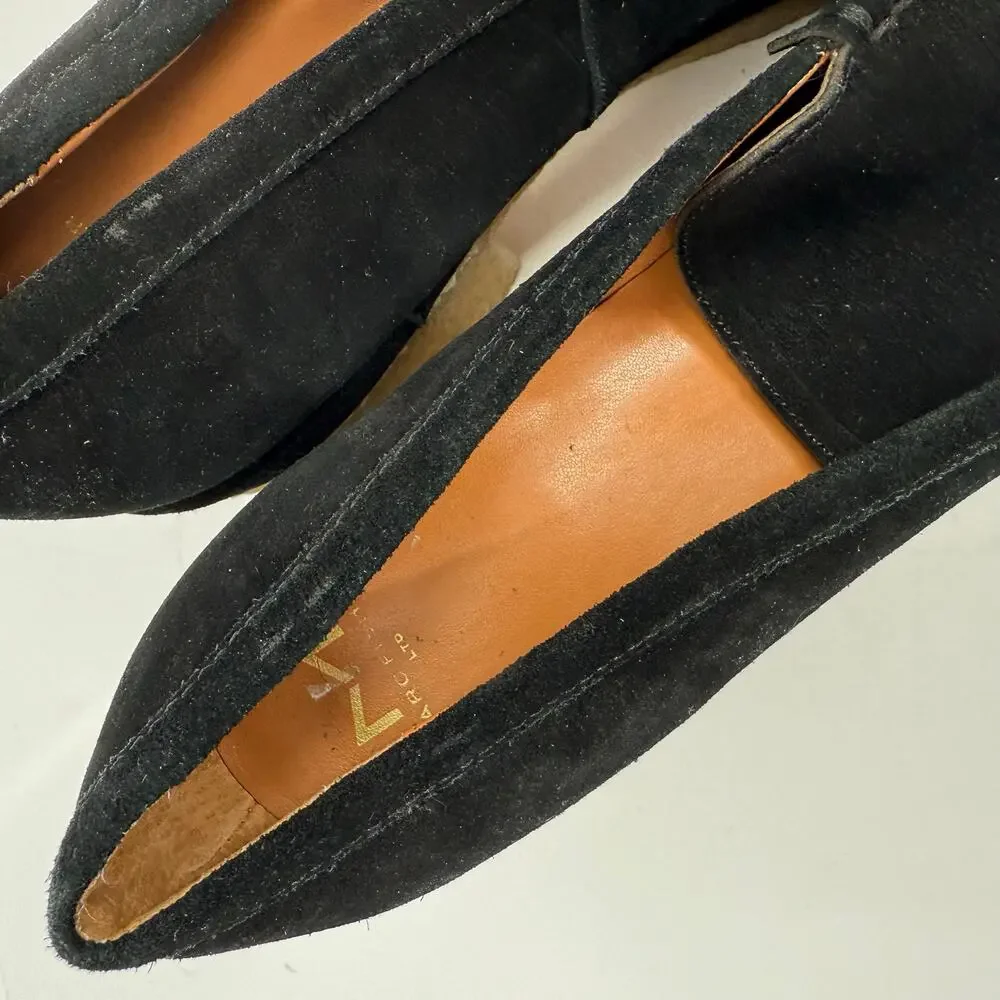 Marc Fisher Lina Shoes Size 9.5 Platform Loafer Black Suede Chunky Rubber Heel